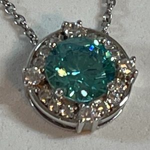 Simulated Apatite 925 Silver Pendant Necklace
